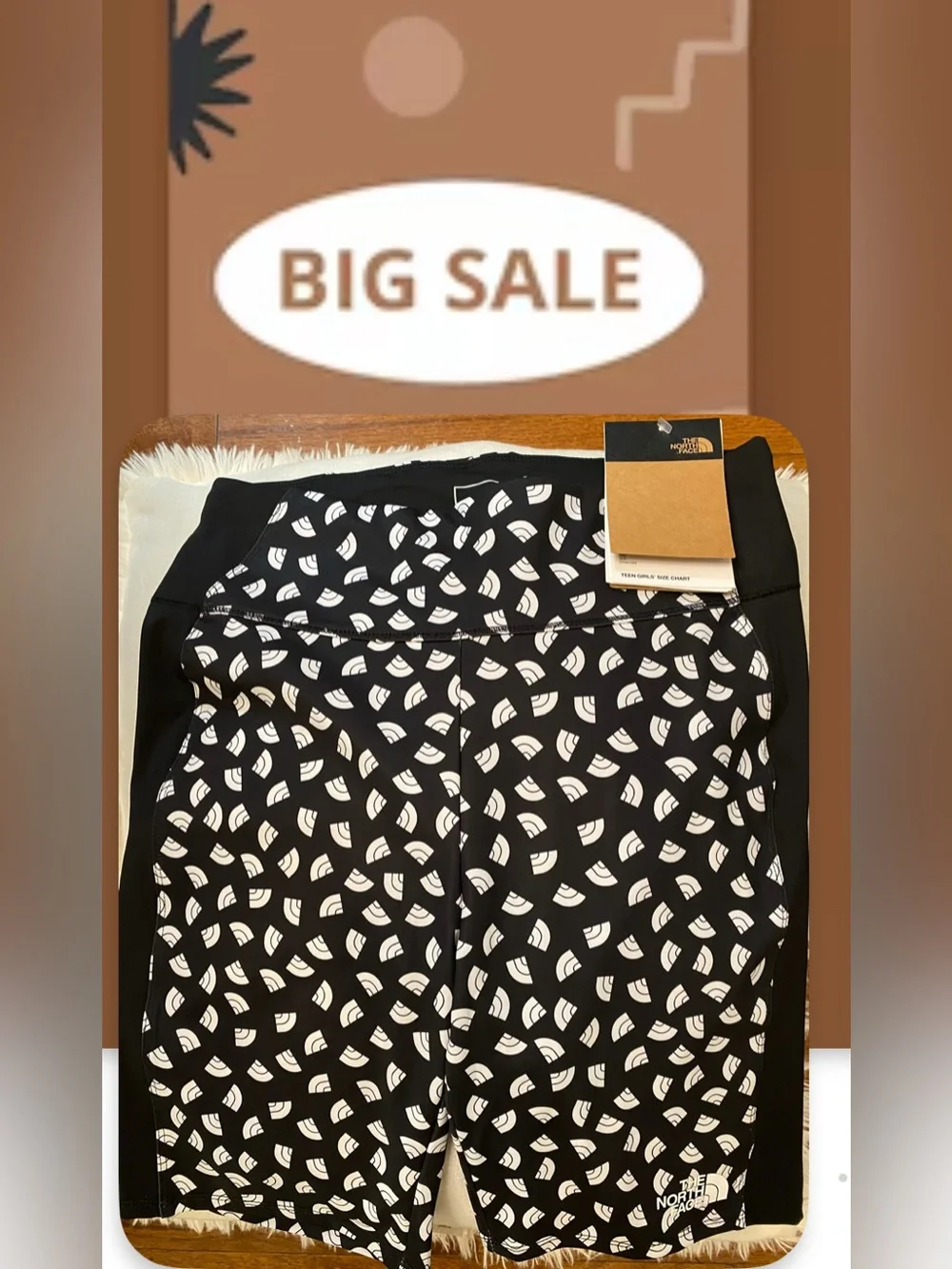 Girls The North Face Black & White Patterned Athletic Shorts